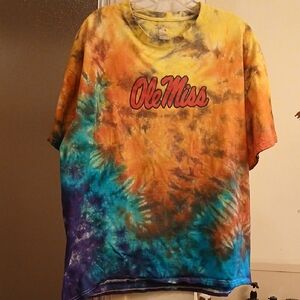 Tie-Dye Ole Miss T-Shirt W Coca Cola Ad On Back/rebel Fans. XL‎